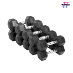 Hexa Dumbbells Pure Rubber 60kg Set For Home Gym Workout(17.5kg x 2 + 12.5kg x 2)