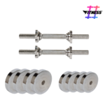 HASHTAG FITNESS 30kg chrome steel weights & pair of Star-Nut dumbbell rods