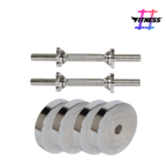 HASHTAG FITNESS 10kg chrome steel weights(2.5kg X 4) & pair of Star-Nut dumbbell rods