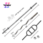 Hashtag Fitness Straight Rod(5ft, 23mm) & EZ CURL BAR(4ft, 23mm) & Oval Rod with spring locks