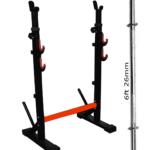 HASHTAG FITNESS Multi-Function Squat stand with 6ft 26mm barbell rod, squat weight capacity upto 300kg