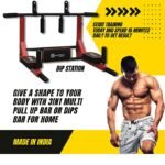 Hashtag fitness wall mount pull up bar strength training equipment with hanging bar, dip station for home exercise equipment - Image 3